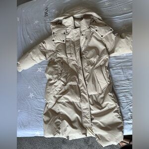 like new cream-colored down long down jacket. 100%down